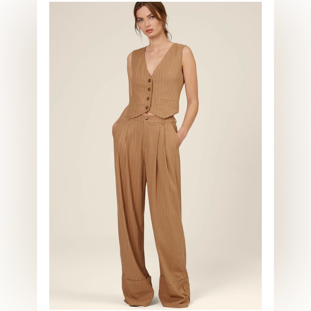 Nicholas Cream Pinstripe Vest Trouser set